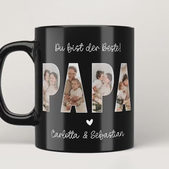 Personalisierte Foto Tasse Papa personalisiert zum Vatertag Weihnachten - Fototasse mit eigenen Bildern selbst gestalten - Geschenk - 325ml