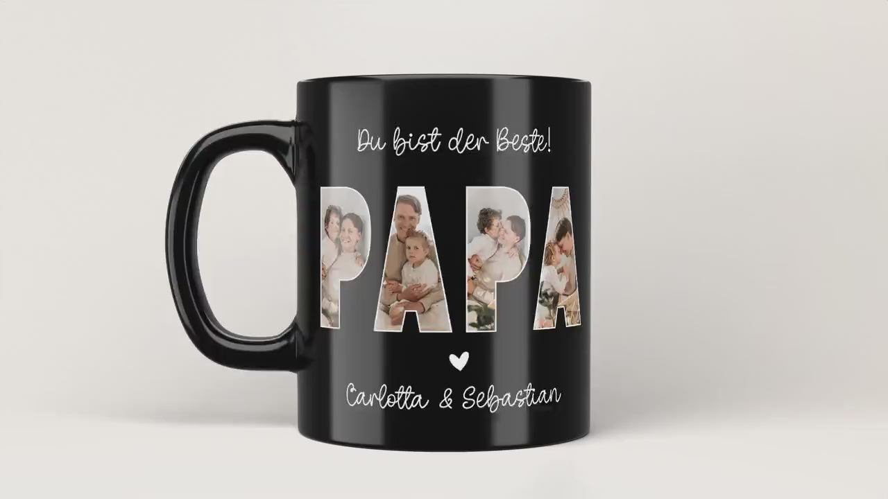 Personalisierte Foto Tasse Papa personalisiert zum Vatertag Weihnachten - Fototasse mit eigenen Bildern selbst gestalten - Geschenk - 325ml