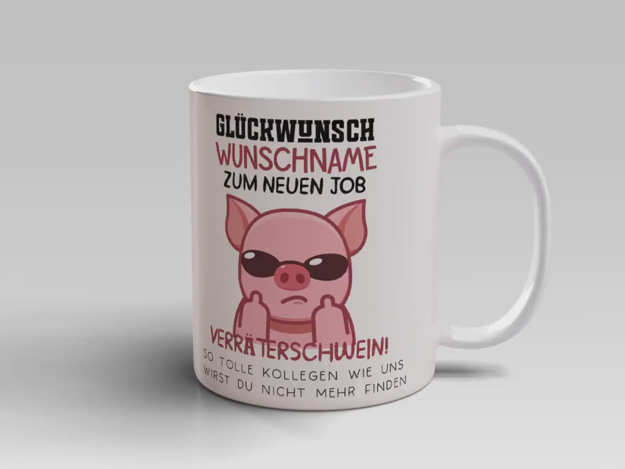 Personalisierte Tasse mit Spruch: Glückwunsch zum neuen Job Verräter! - Abschiedsgeschenk Kollegen - Kaffeetasse Sparschwein