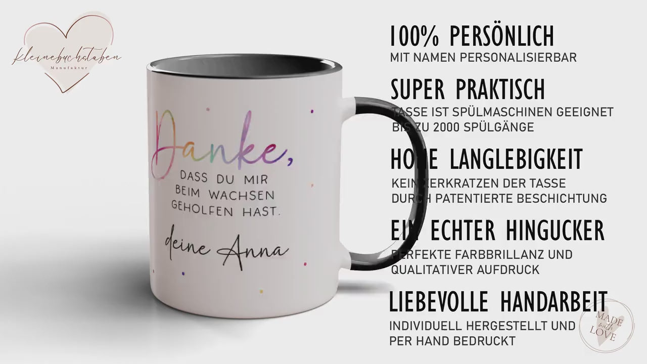 Personalisierte Tasse - Danke dass du mir beim wachsen geholfen hast - Kindergarten Abschied - Tasse Erzieherin - Wunschnamen - Geschenk