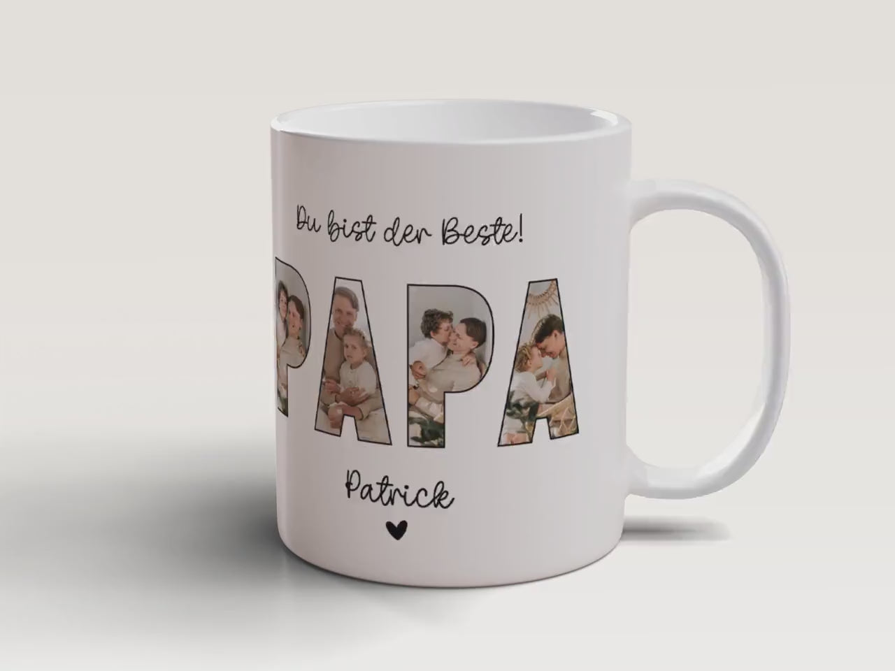 Tasse Papa mit Fotos personalisiert zum Vatertag - Fototasse mit eigenen Bildern selbst gestalten - Bester Papa, Vater, Dad Geschenk - 330ml