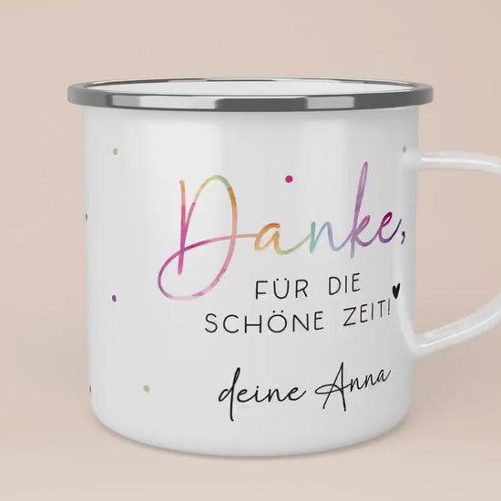 Abschiedsgeschenk Erzieherin Geschenk Abschiedsgeschenk Lehrerin Dankeschön Geschenk Tasse - Danke für die schöne Zeit - Emaille Becher