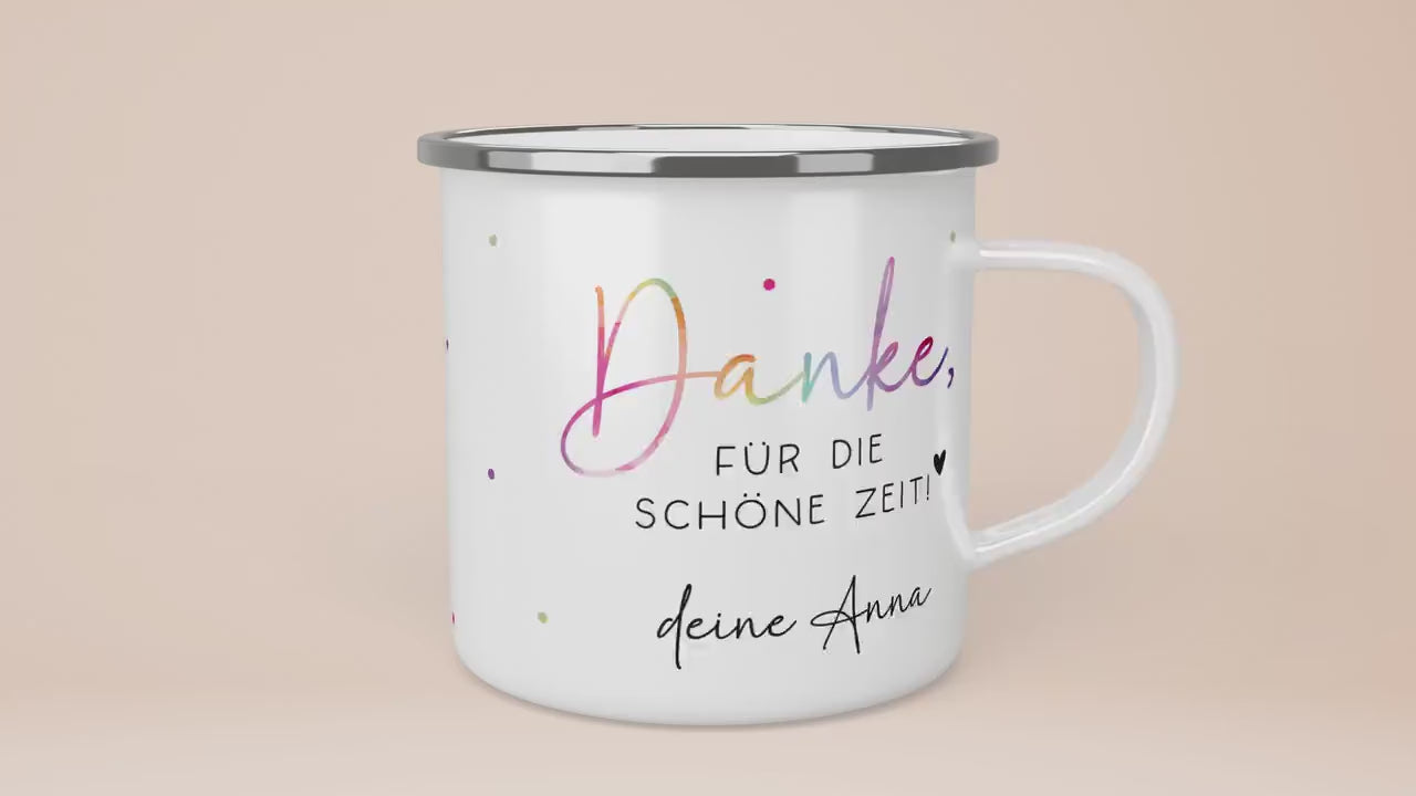 Abschiedsgeschenk Erzieherin Geschenk Abschiedsgeschenk Lehrerin Dankeschön Geschenk Tasse - Danke für die schöne Zeit - Emaille Becher