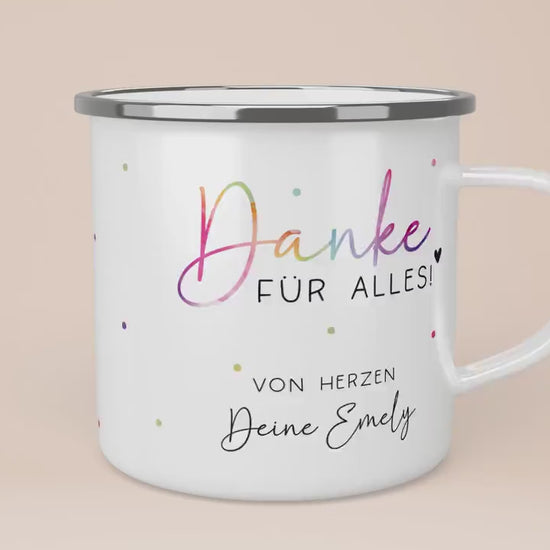 Abschiedsgeschenk Erzieherin Geschenk Abschiedsgeschenk Lehrerin Dankeschön Geschenk Tasse - Danke für alles - Emaille Tasse Becher