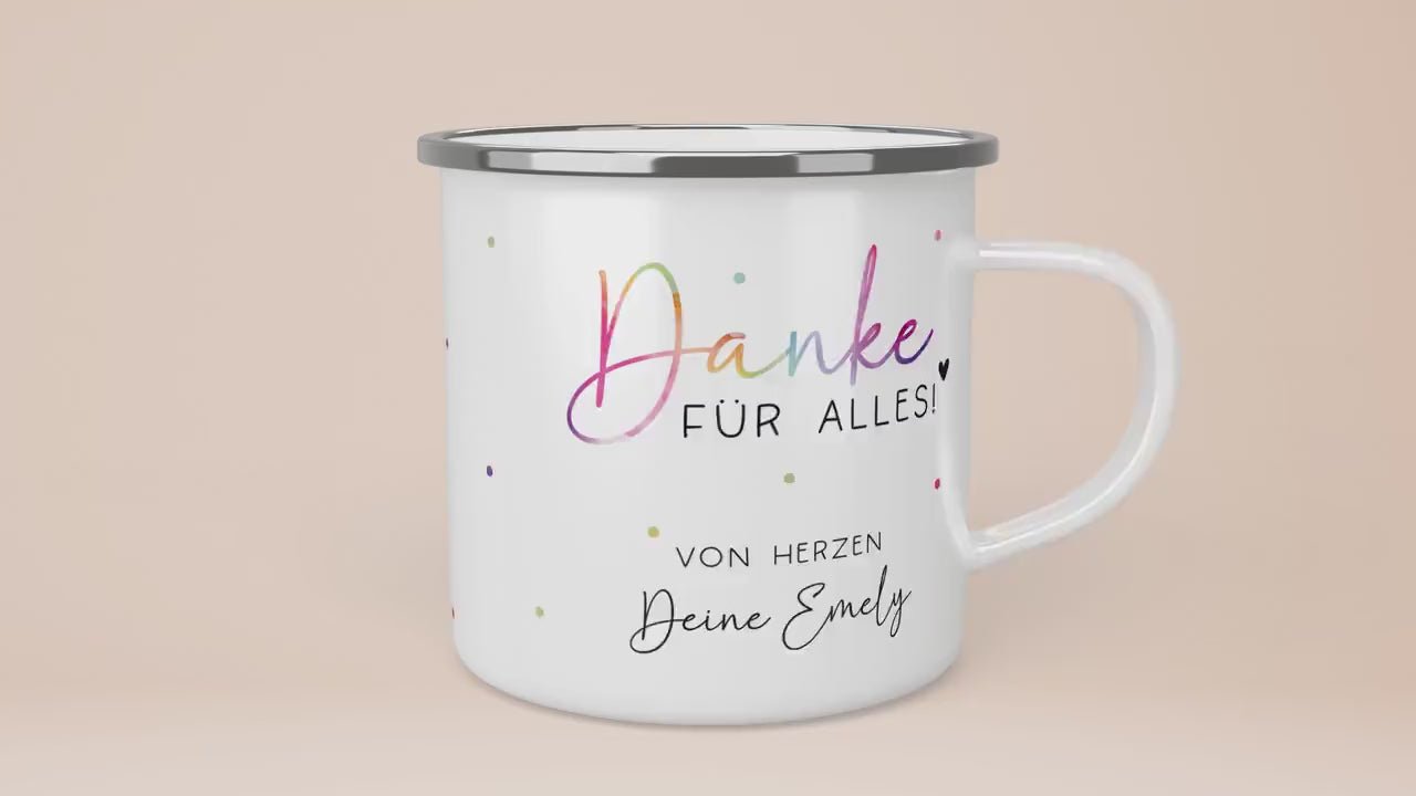 Abschiedsgeschenk Erzieherin Geschenk Abschiedsgeschenk Lehrerin Dankeschön Geschenk Tasse - Danke für alles - Emaille Tasse Becher