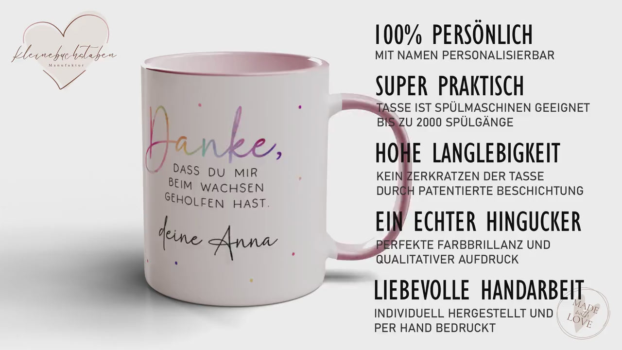 Personalisierte Tasse - Danke dass du mir beim wachsen geholfen hast - Erzieherin Tasse - Tasse Erzieherin Abschied - Wunschnamen - Geschenk