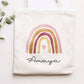 Regenbogen Stofftasche Tasche Kinder-Beutel mit Namen als Sporttasche, Wechselwäsche, Tragetasche - Kita, Schule & Kindergarten - Motiv 07  kleinebuchstaben   