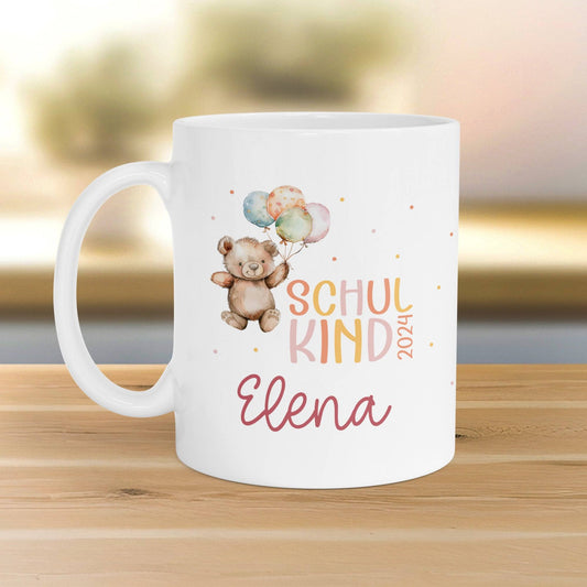 Schulkind 2024 Tasse, personalisiertes Einschulungsgeschenk, personalisierte Tasse für Jungen und Mädchen  kleinebuchstaben   