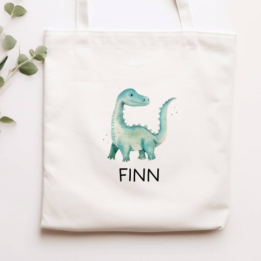 Stoffbeutel Dinosaurier Dino Stofftasche Brontosaurus Tasche personalisiert Kinder-Beutel als Sporttasche, Wechselwäsche, Kita & Schule  kleinebuchstaben   