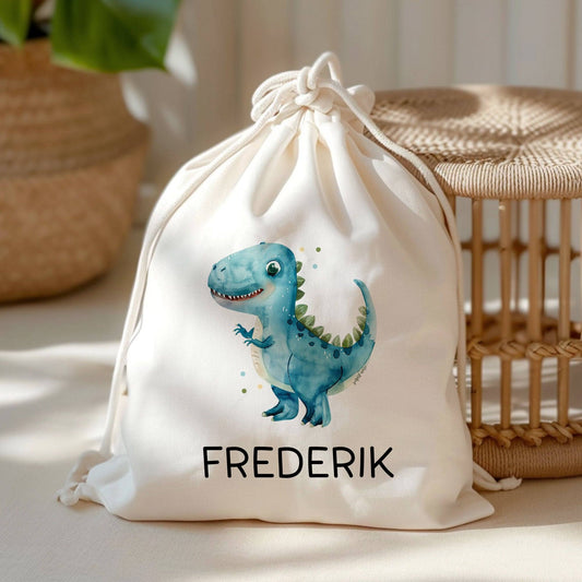 Tyrannosaurus Rex Turnbeutel Dino Dinosaurier Personalisierter mit Wunschnamen | Rucksack Schule, Kindergarten,KITA,Wäschebeutel,Sportbeutel  kleinebuchstaben   