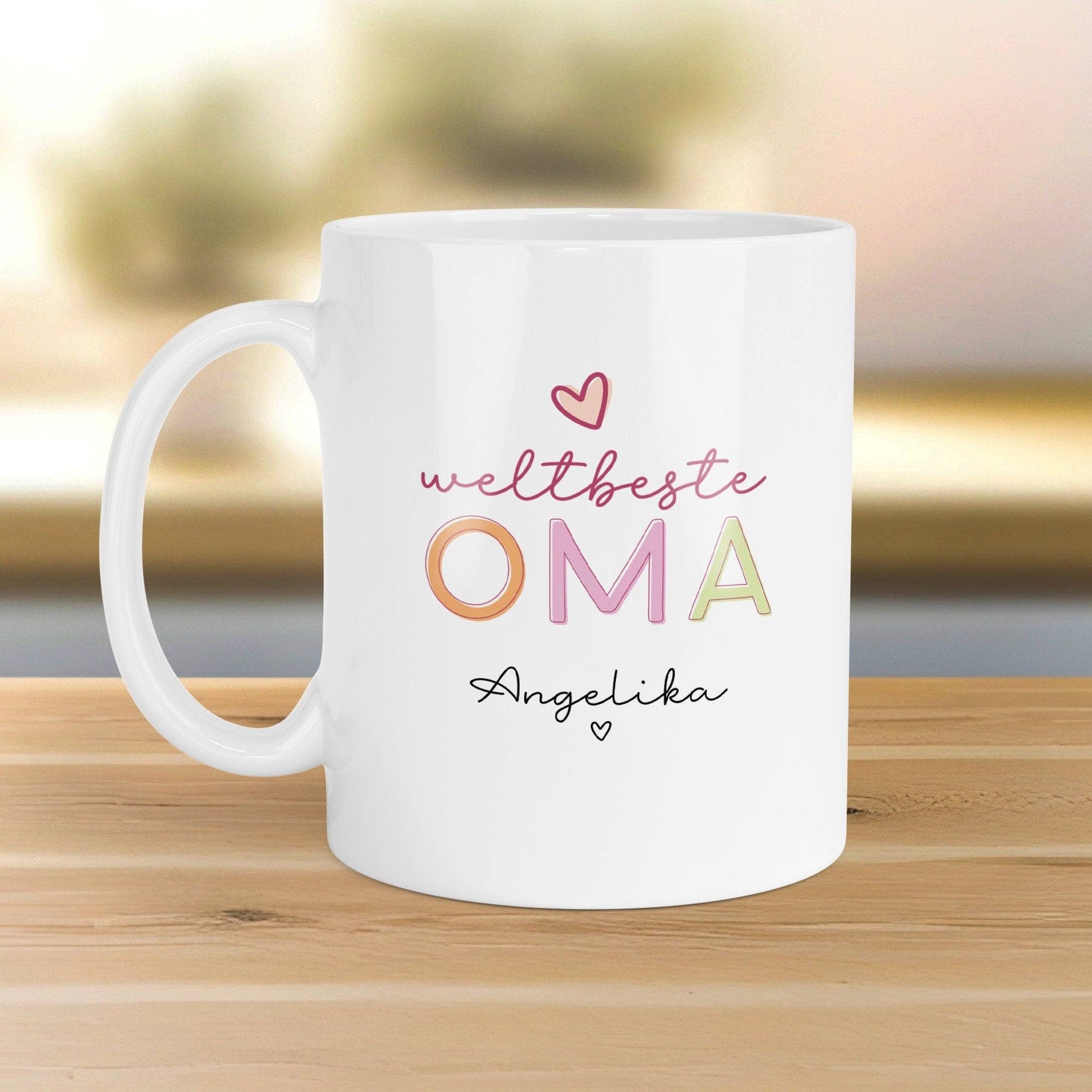 Weltbeste Oma Tasse mit Namen - Geschenk personalisiert - Geschenk zum Geburtstag, Ostern, Weihnachten - Wunschnamen  kleinebuchstaben   